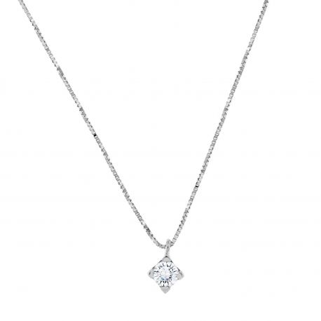 18 k biele zlato náhrdelník bod svetlo s Diamond
