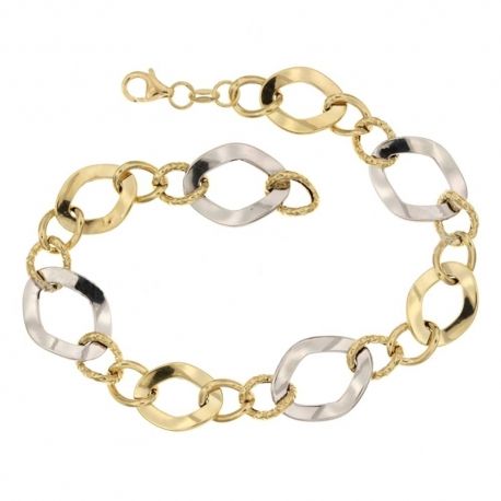Bracelet en or 18 Kt 7500/1000 avec chaîne creuse polie et martelée pour femme