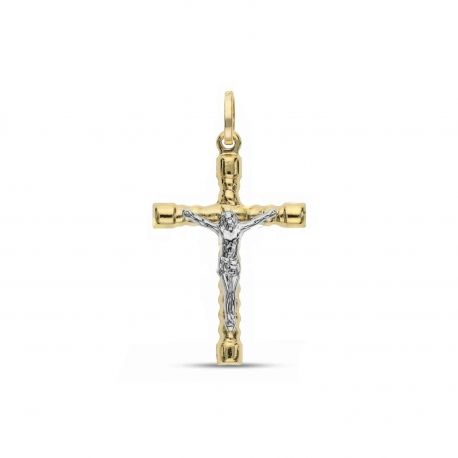 Pendentif en or jaune et croix blanche 18k