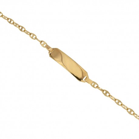 Yellow gold 18k 750/1000 square plate type link chain bracelet