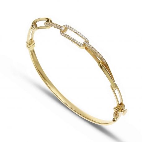 Жесткий браслет с желтой золотой цепью 18k