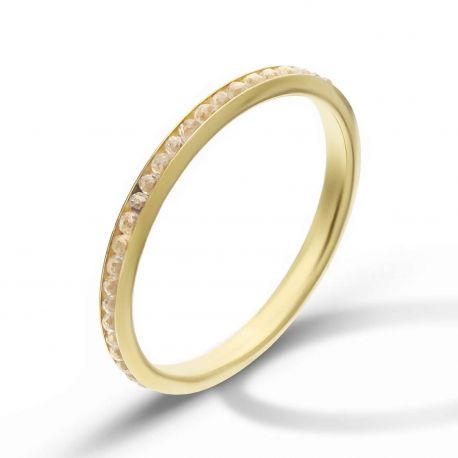 Желтая золотая веретта 18к с белой цирконией