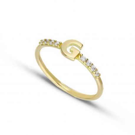 Ring with Letter G in Yellow Gold 18k