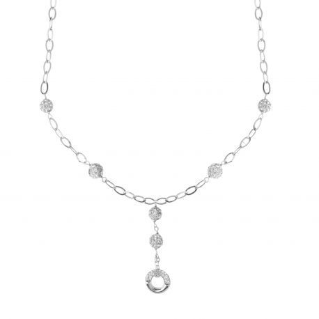 Collana in Resina e Zirconi Bianchi in Oro Bianco 18k
