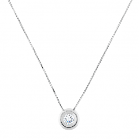 Collana Solitario Oro Bianco 18k con Diamante