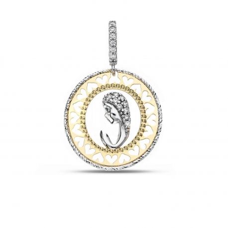 18k златна кръгла висулка с Мадона