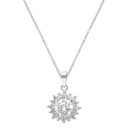 Collier Or blanc 18k avec Zirconia