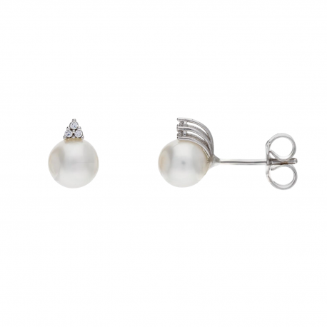 Pendientes de oro blanco de 18k con perla natural