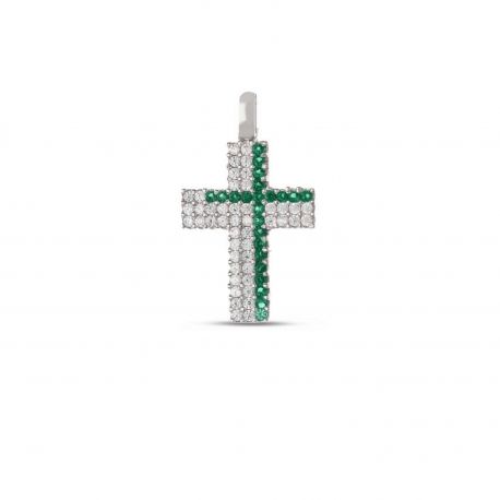 Colgante de 18k White Gold Cross con Zirconia