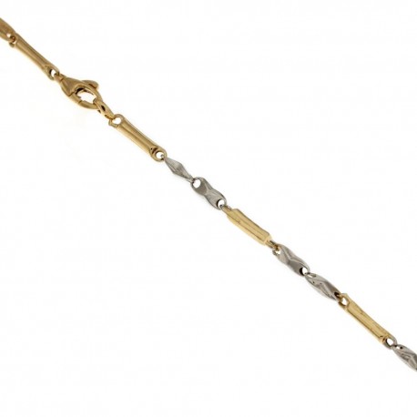 18K 750/1000 gult och vitt guld armband med alternerande länkar