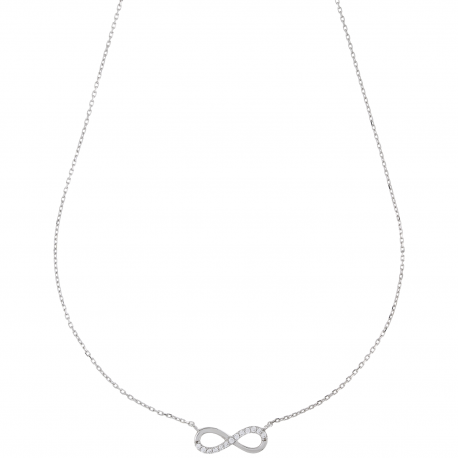 Colar Infinito com Mezzo Pave e Branco Zirconia em ouro branco 18k