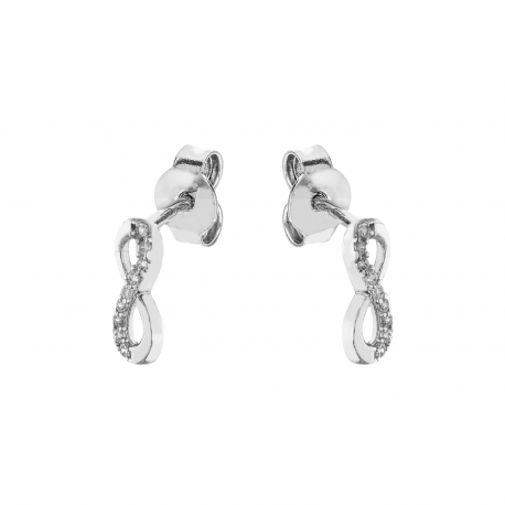 Infinite Earrings with Mezzo Pave and Zirconia White Gold 18k