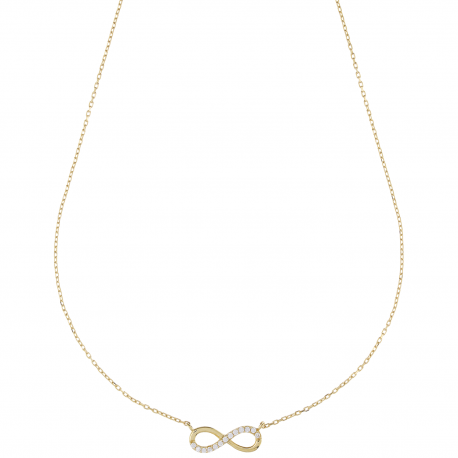 Colar Infinito com Mezzo Pave e Branco Zirconia em ouro amarelo 18k