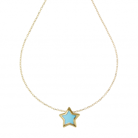 Necklace Star Bombed with Turquoise Coral Pasta in 18k Yellow Gold