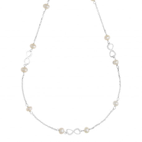 Girocollo Infinito con Perla in Oro Bianco 18k