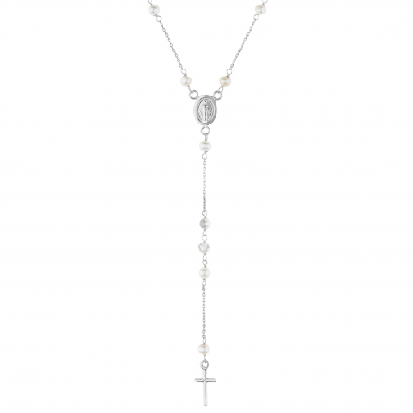 Hängande rosenkrans med pärlor i 18k vitt guld