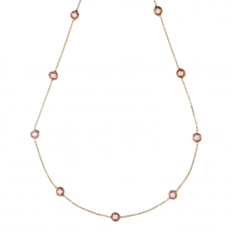 Choker aus 18 Karat Gelbgold mit abwechselnd rosa Steinen