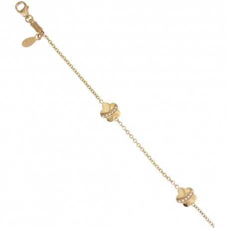 Armband aus 18 kt 750/1000 Gold mit kleinen Blumen und Zirkonen für Mädchen