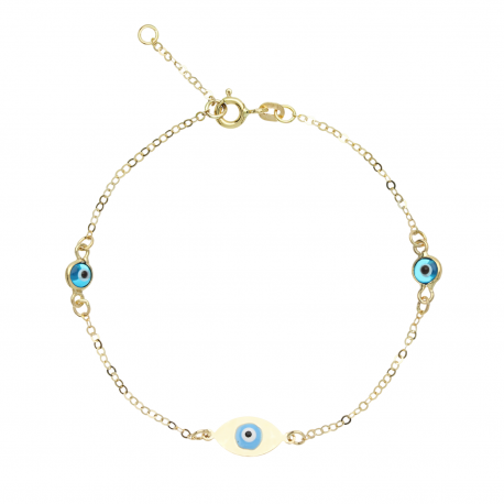 Bracciale Occhio Ovale di Allah in Oro Giallo 18K