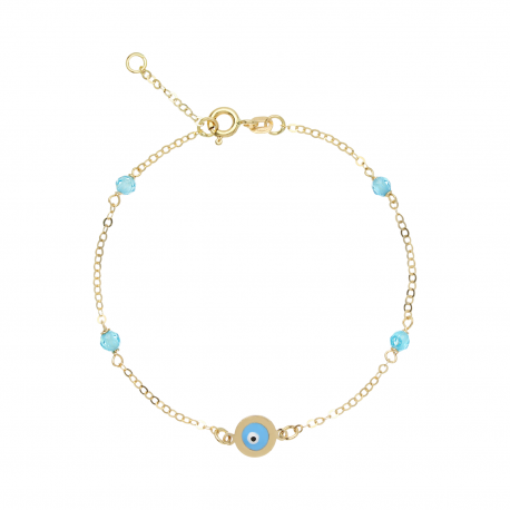 Pulseira Allah Olhos Redondos em Ouro Amarelo 18K