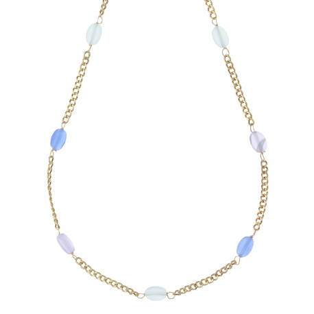 Collier Fantasia avec mélange de pierres bleues en or jaune 18k