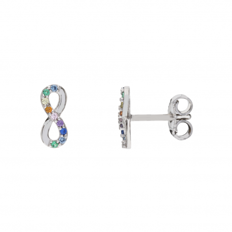 18 k White Gold Rainbow Infinity korvakorusta