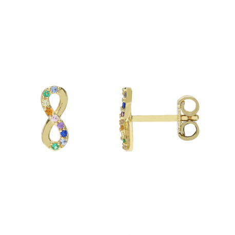 18 Karat Gelbgold Regenbogen Infinity Ohrringe