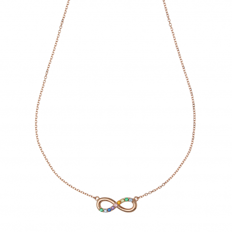Collana Infinito con Pietre Rainbow in Oro Rosa18k