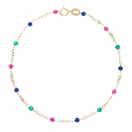 Armband met groene, rode en blauwe spinellen in 18 karaat geelgoud