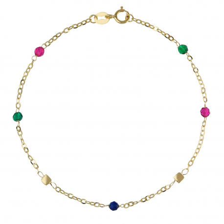 Bracelet avec vert Spinelli, rouge et bleu or jaune 18k