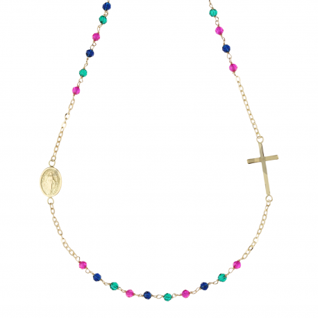 Rosario Girocollo avec Spinelli en or jaune 18k