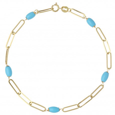 Bracelet turquoise en or jaune 18 carats