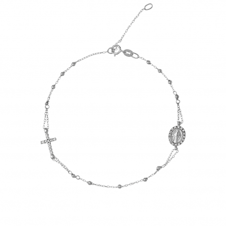 Rozenkrans met witte cirkels in 18k wit goud