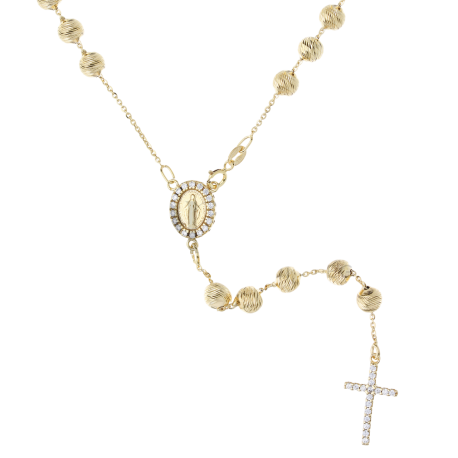 Розарий с бял цирк в жълто злато