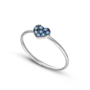 Anello con Cuore Blu in Oro...