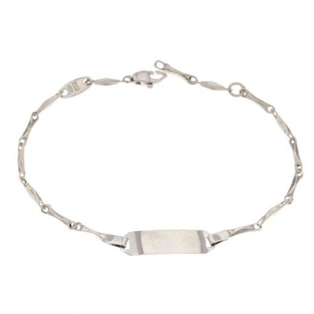 Bracelet chaîne en or 18 ct 750/1000 avec étiquette unisexe brillante