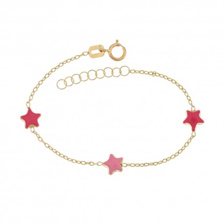 Armband aus 18-karätigem 750/1000-Gelbgold mit emaillierten Sternen für Mädchen
