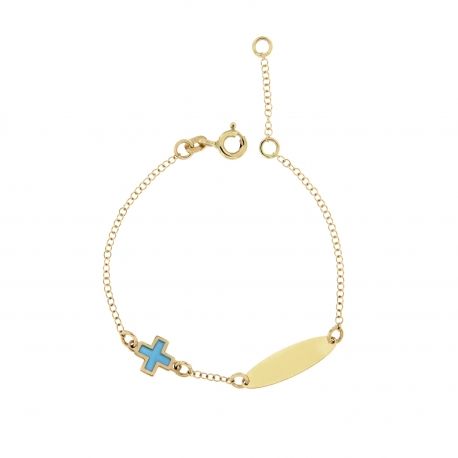 Karkötő Plate és Cross Yellow Gold 18k