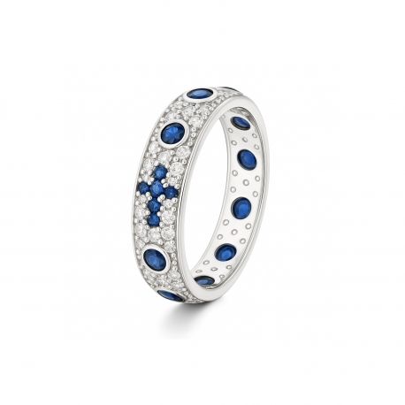 Anello Rosario in Oro Bianco 18 Kt con Zirconi