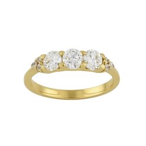 18K 黄金白色锆石半永恒戒指