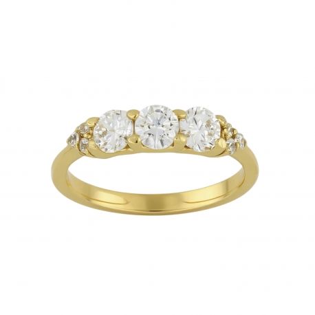 Half Band Ring valkoisten zirkonien kanssa 18 K keltakultasta