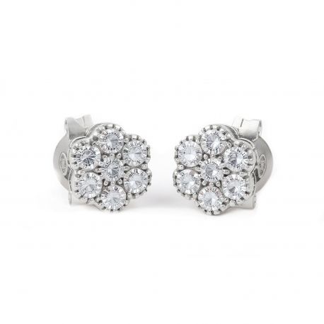 Blumenohrringe aus 18 Karat Weißgold mit Diamanten