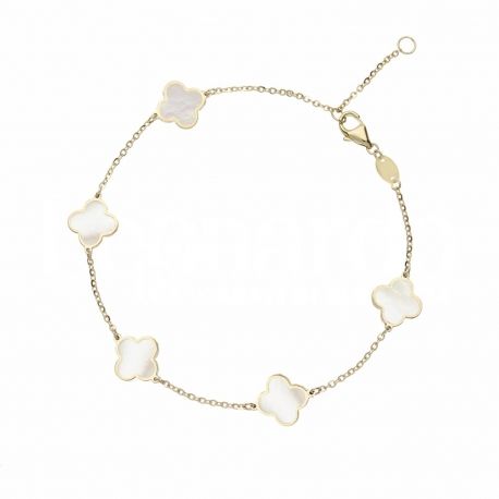 Pulseira feminina de trevo de quatro folhas em ouro 18K