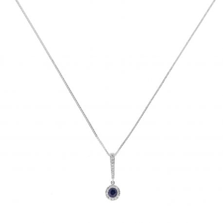 Halskette aus 18 Karat Weißgold mit Saphir und Diamanten
