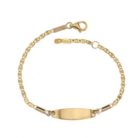18 kt 750/1000 aukso grandinės apyrankė su blizgančia unisex etikete