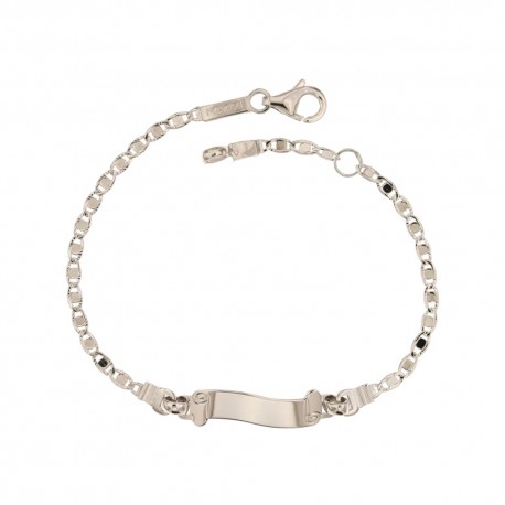 Bracelet chaîne en or 18 ct 750/1000 avec étiquette unisexe brillante