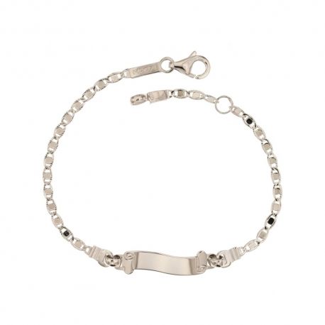 Bracelet chaîne en or 18 ct 750/1000 avec étiquette unisexe brillante