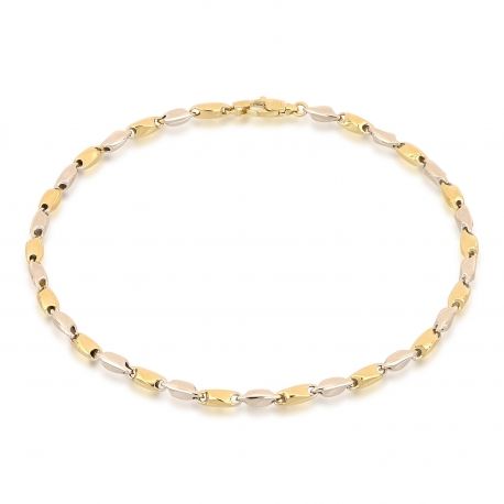 Pulseira tubular vazada em ouro amarelo e branco 18k