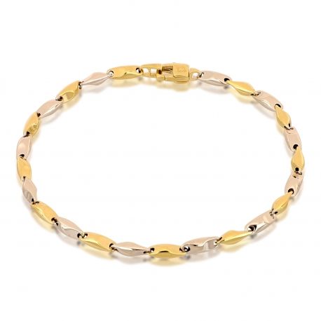 18k Yellow and White Gold Tubular Bracelet
