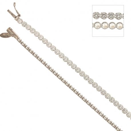 Bracciale in oro bianco 18 kt 750/1000 modello tennis con zirconi bianchi da donna